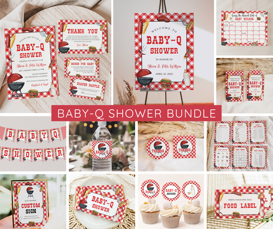 Baby-Q Baby Shower Bundle – BBQ Couples Shower Invitation & Games | Backyard Baby Sprinkle, Editable Template, Printable, Instant Download