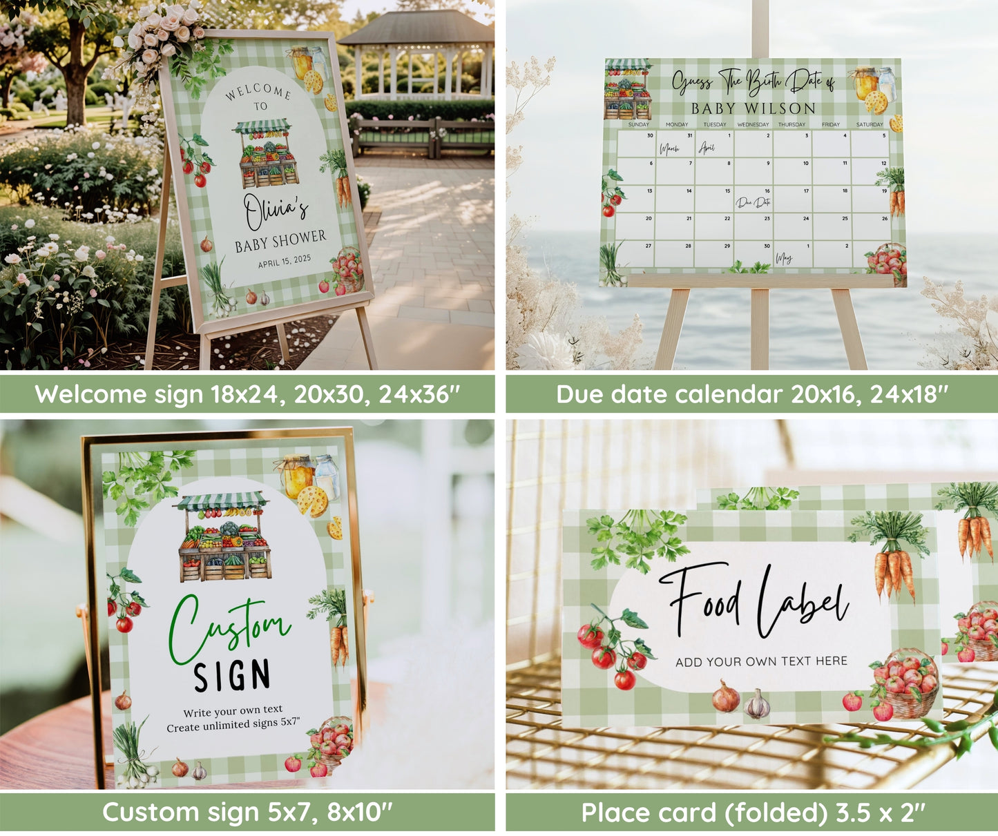 Locally Grown Baby Shower Bundle – Farmers Market Invitation & Games | Editable Template, Printable, Instant Download