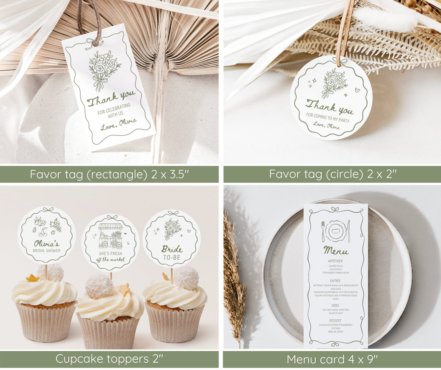 Fresh Off the Market Bridal Shower Bundle, Farmer's Market Bridal Shower Invitation & Games Bundle, Hand Drawn Floral Fruits Editable Template