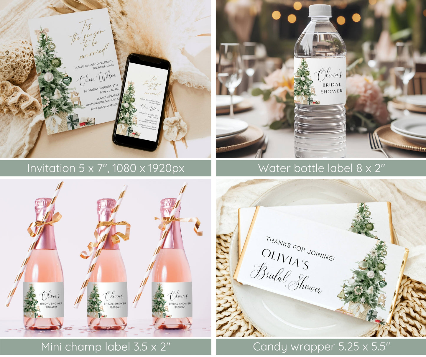 Christmas Bridal Shower Bundle, Tis The Season to Be Married, Winter Bridal Shower Invitation & Games, Holiday Wedding Shower Template