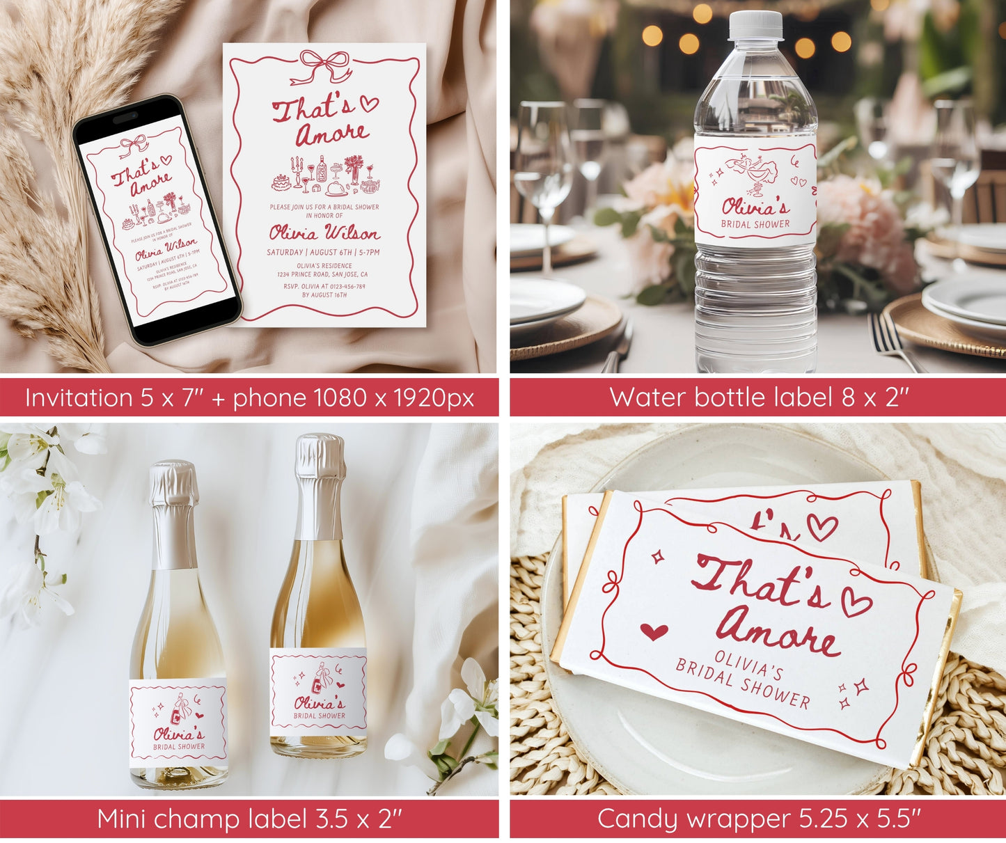 That’s Amore Bridal Shower Bundle Template | Italian Bridal Shower Invitation & Games | Editable Canva Download