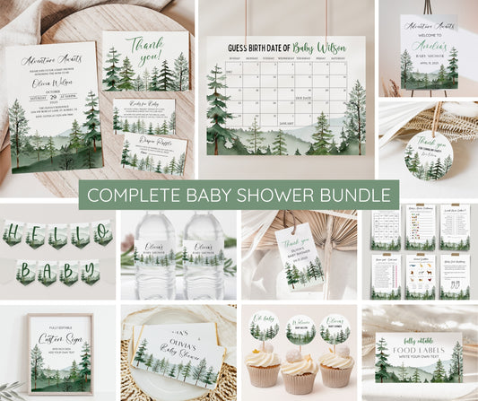 Adventure Baby Shower Bundle, Adventure Awaits Baby Shower Invitation Pack, Adventure Begins Baby Shower Decor, Adventure Shower Invites