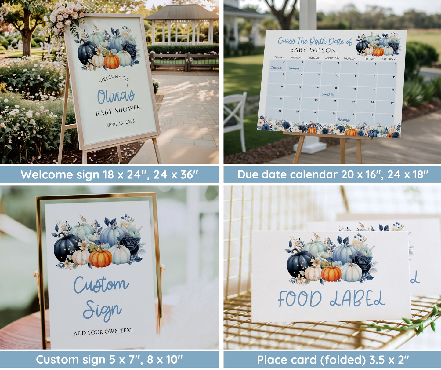 Little Pumpkin Baby Shower Boy Bundle, Fall Baby Shower Invitation & Games, A Little Pumpkin Is On The Way, Editable Canva Template