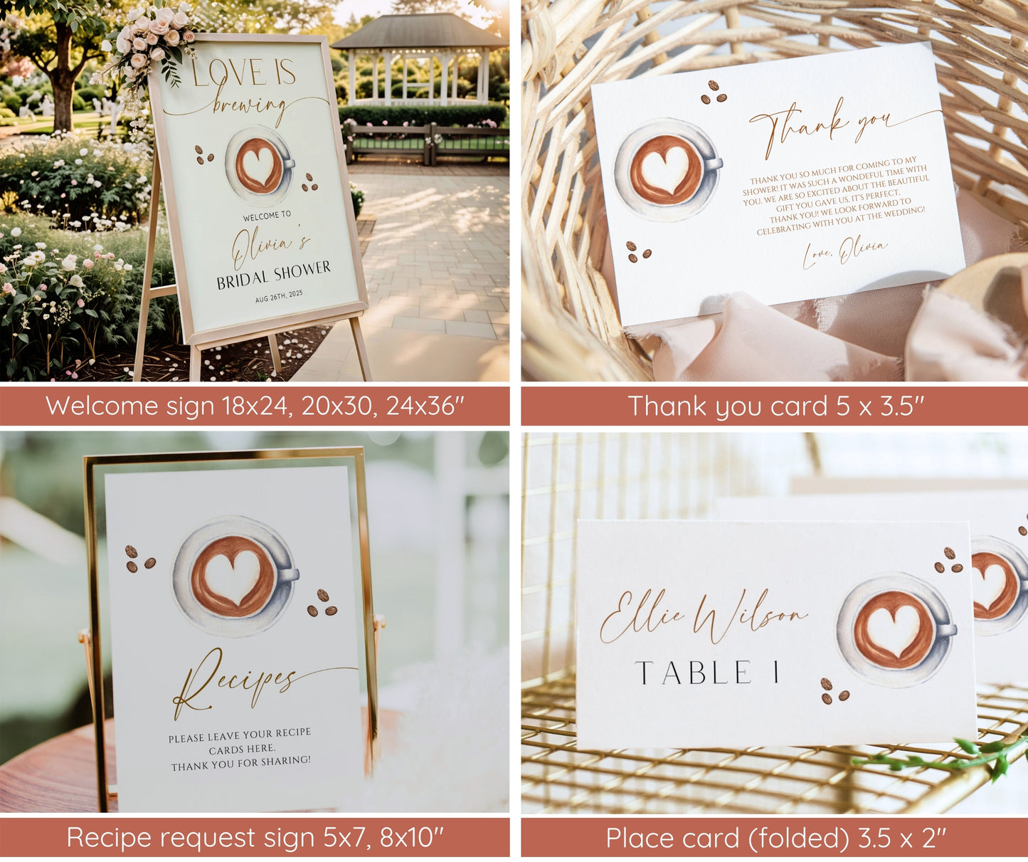 Coffee Bridal Shower Bundle | Love Is Brewing Bridal Shower Invitation Bundle | Bridal Shower Invite + Games | Editable Canva Template | Instant Download