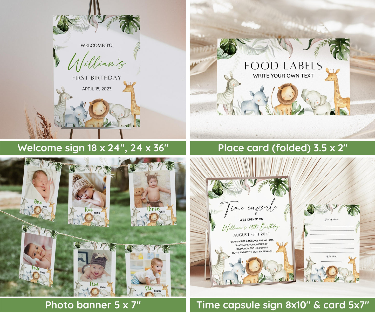 Wild One 1st Birthday Bundle, Safari Wild One Birthday Bundle, Wild One Invitation Bundle, Instant Download, Birthday Boy Milestone Welcome