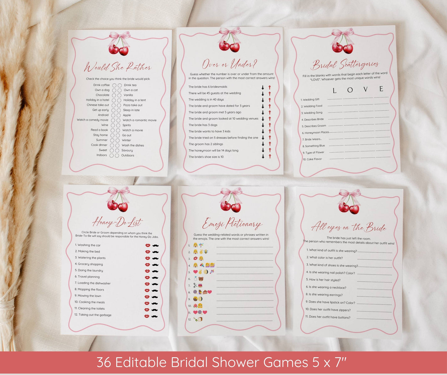 Cherry on Top Bridal Shower Bundle, Coquette Cherry Bow Wedding Shower Invitation Set, She's the Cherry on Top, Editable Template, Printable