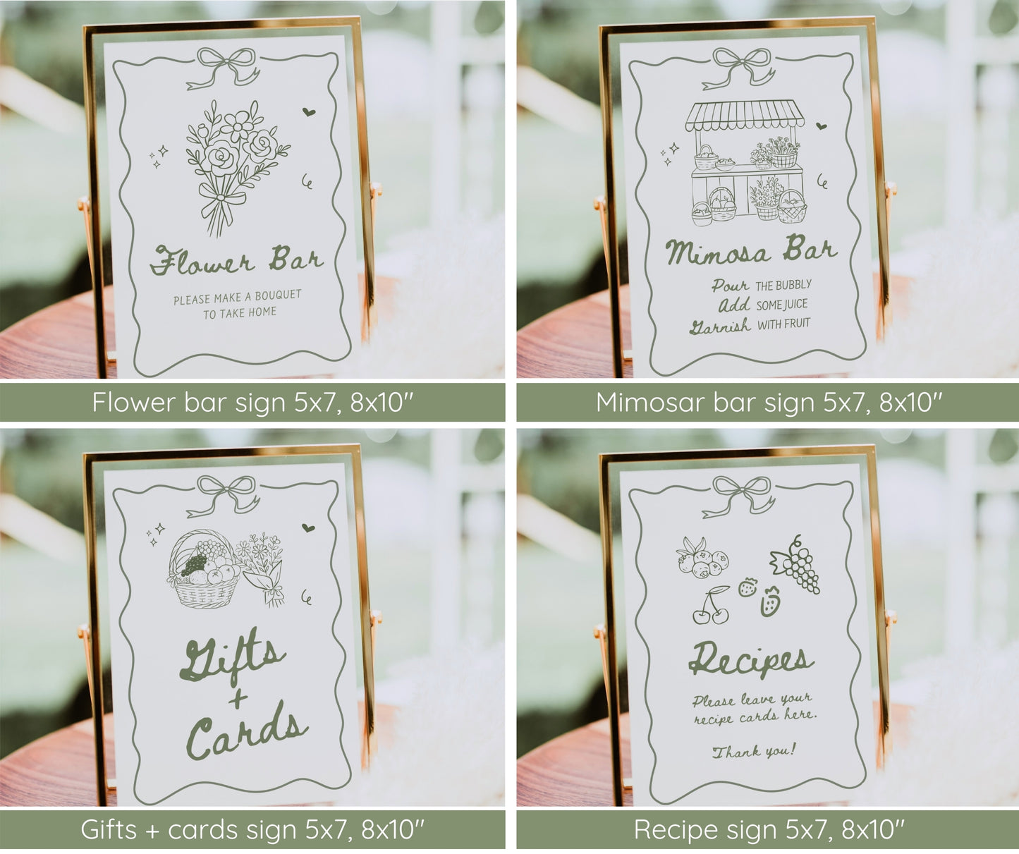 Fresh Off the Market Bridal Shower Bundle, Farmer's Market Bridal Shower Invitation & Games Bundle, Hand Drawn Floral Fruits Editable Template