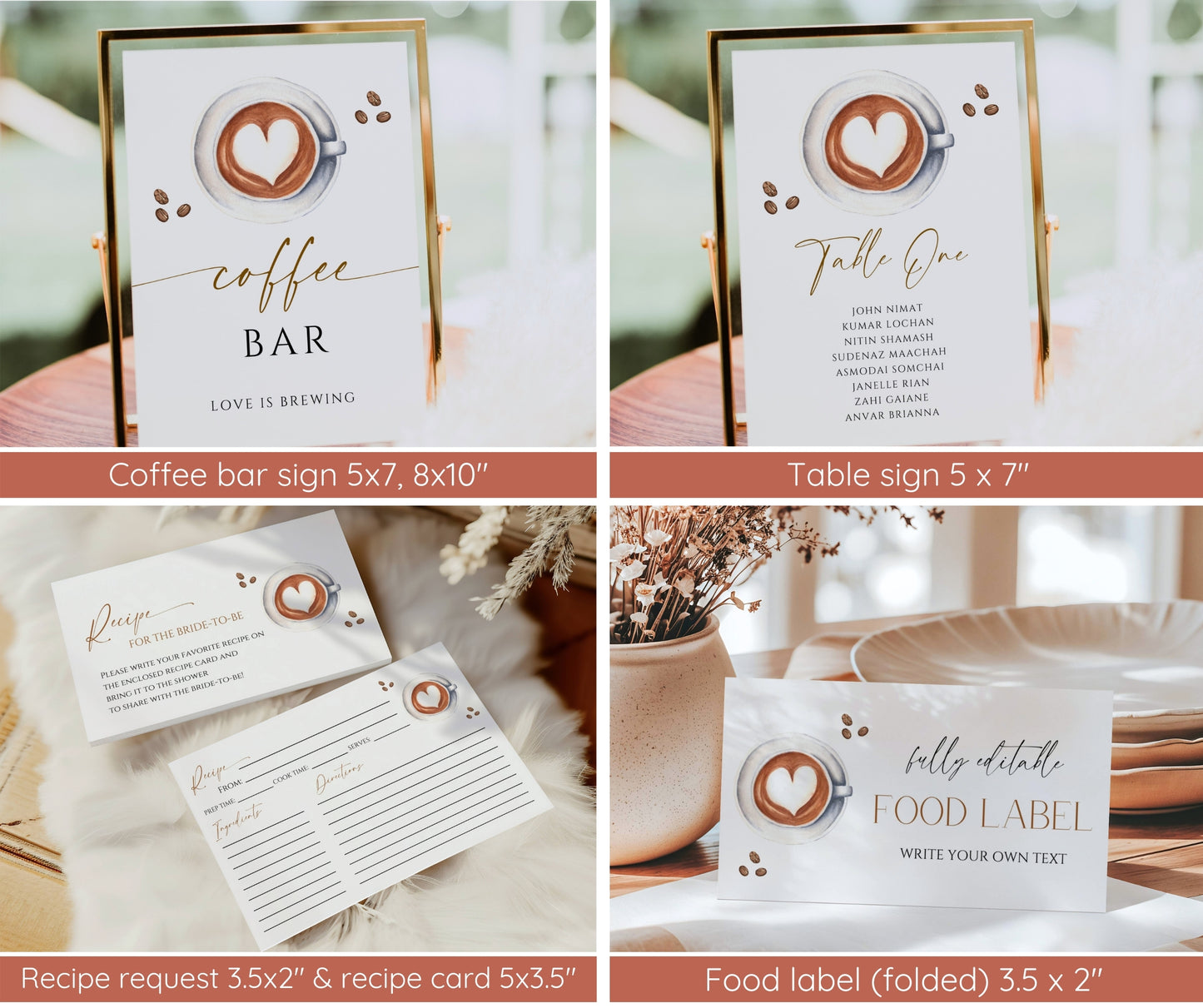 Coffee Bridal Shower Bundle | Love Is Brewing Bridal Shower Invitation Bundle | Bridal Shower Invite + Games | Editable Canva Template | Instant Download