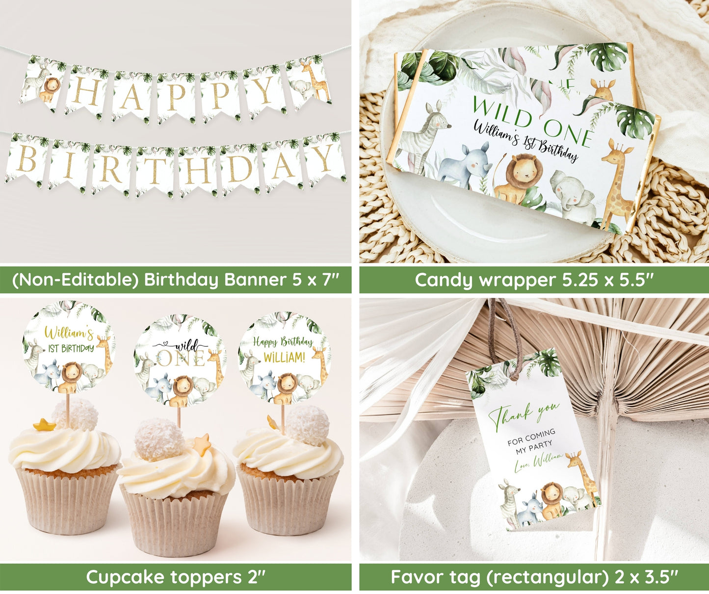 Wild One 1st Birthday Bundle, Safari Wild One Birthday Bundle, Wild One Invitation Bundle, Instant Download, Birthday Boy Milestone Welcome