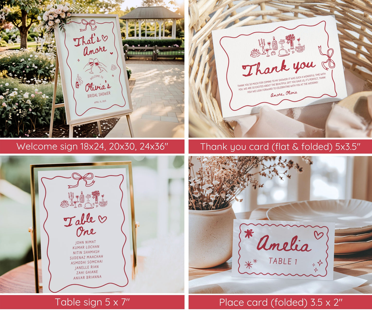 That’s Amore Bridal Shower Bundle Template | Italian Bridal Shower Invitation & Games | Editable Canva Download