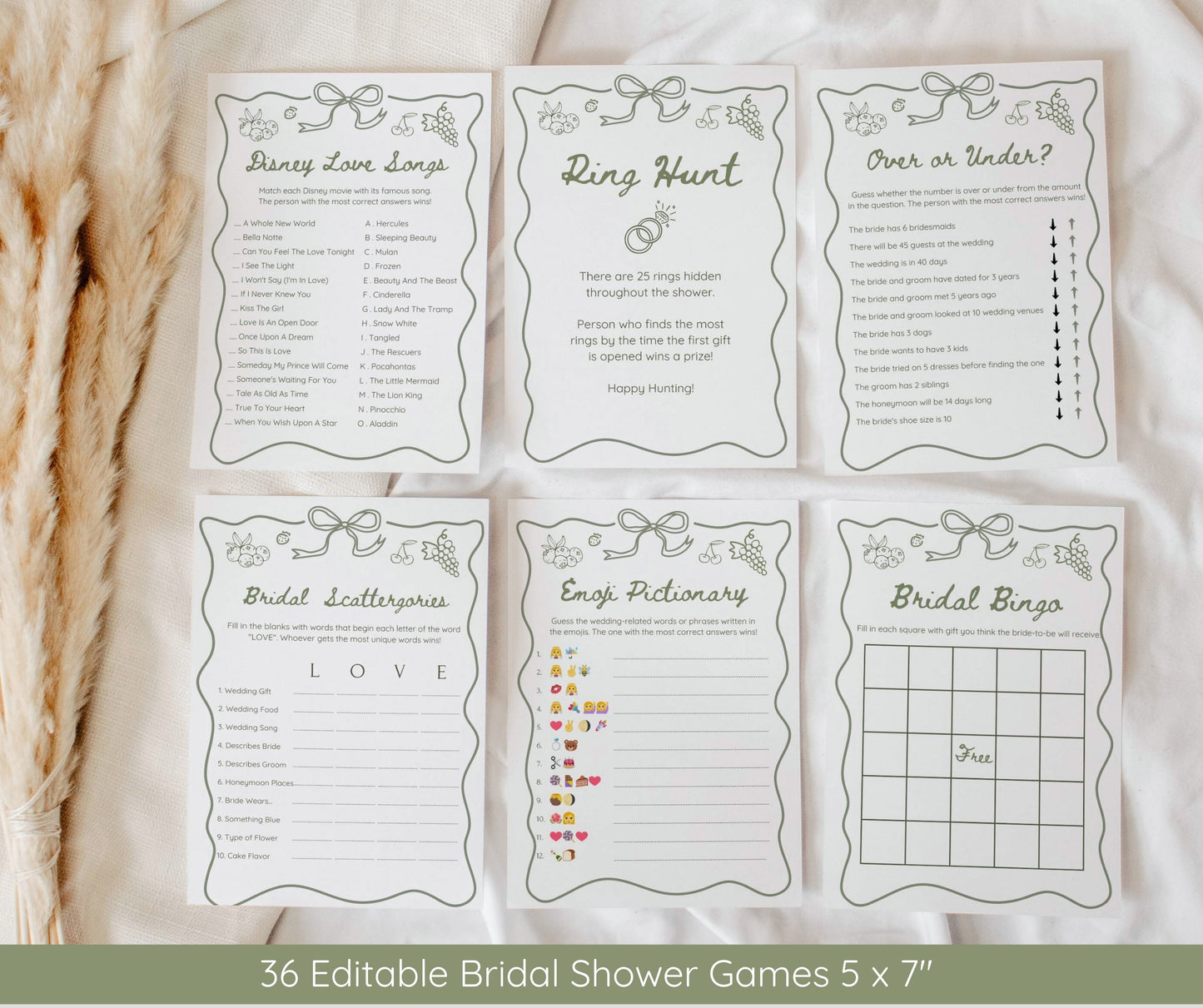 Fresh Off the Market Bridal Shower Bundle, Farmer's Market Bridal Shower Invitation & Games Bundle, Hand Drawn Floral Fruits Editable Template