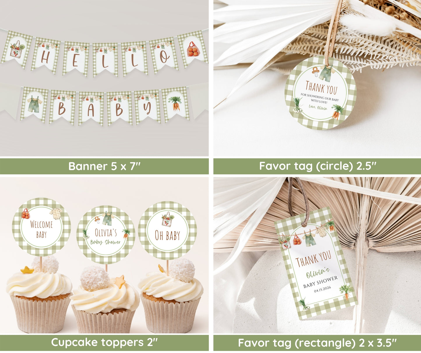 Locally Grown Baby Shower Bundle, Farmers Market Baby Shower Bundle, Locally Grown Baby Shower Invitation & Games, Editable Canva Template