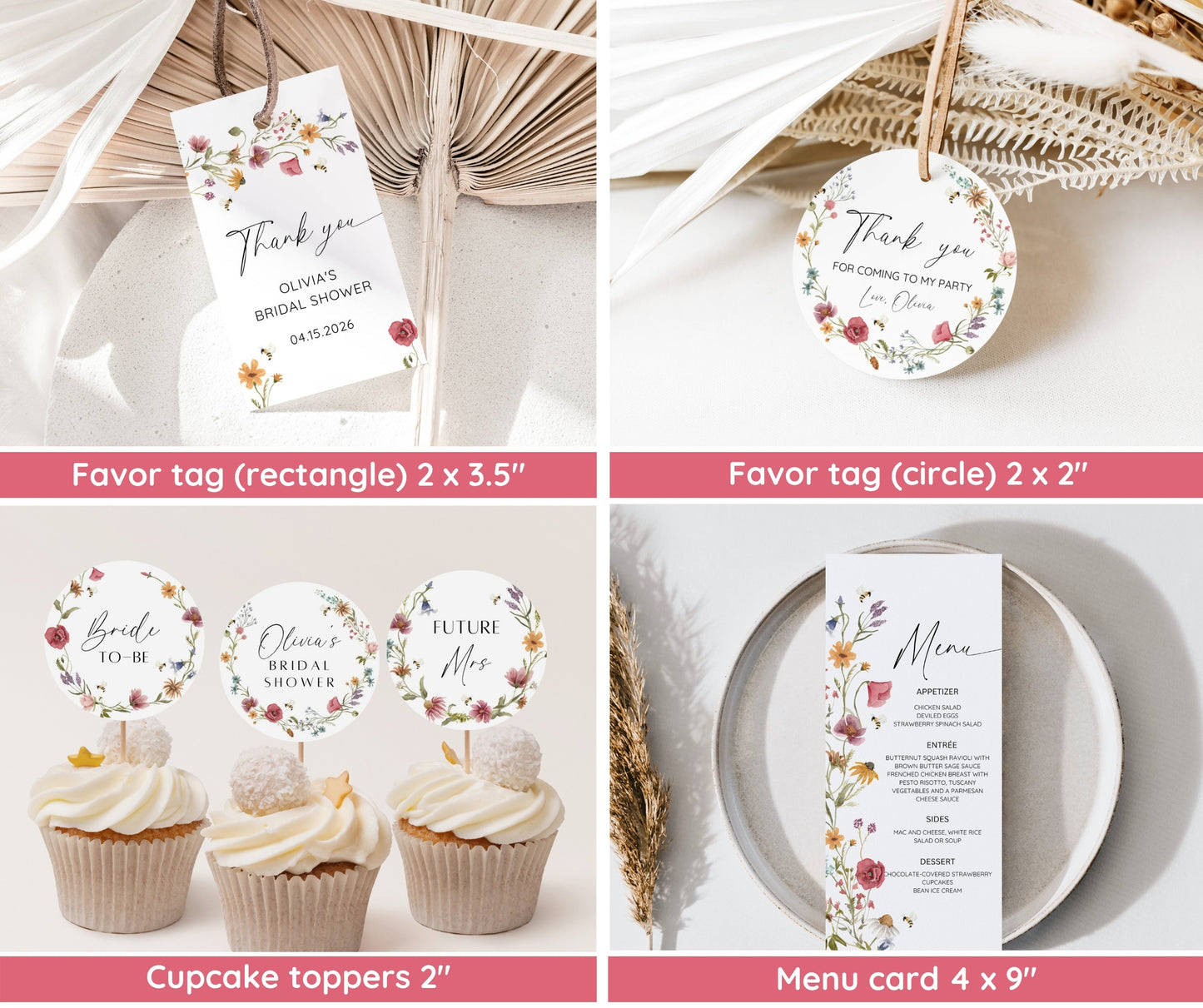 Bride to Bee Bridal Shower Bundle, Wildflower Bee Bridal Shower Invitation & Games Bundle, Summer Bridal Shower, Editable Canva Template