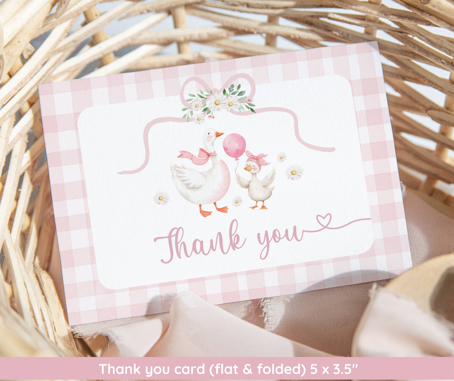 Silly Goose Baby Shower Bundle, Coquette Bow Goose Invitation & Games, Pink Gingham Decor, Preppy Girl Baby Shower, Editable Canva Template