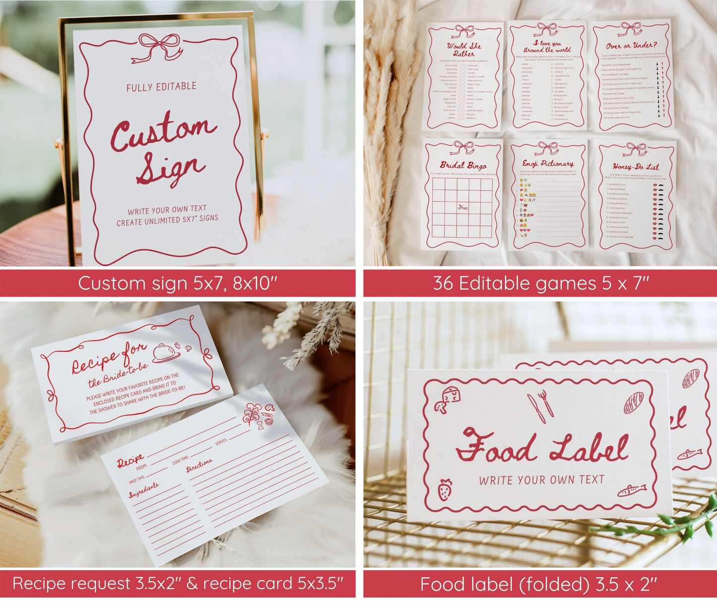 That’s Amore Bridal Shower Bundle Template | Italian Bridal Shower Invitation & Games | Editable Canva Download