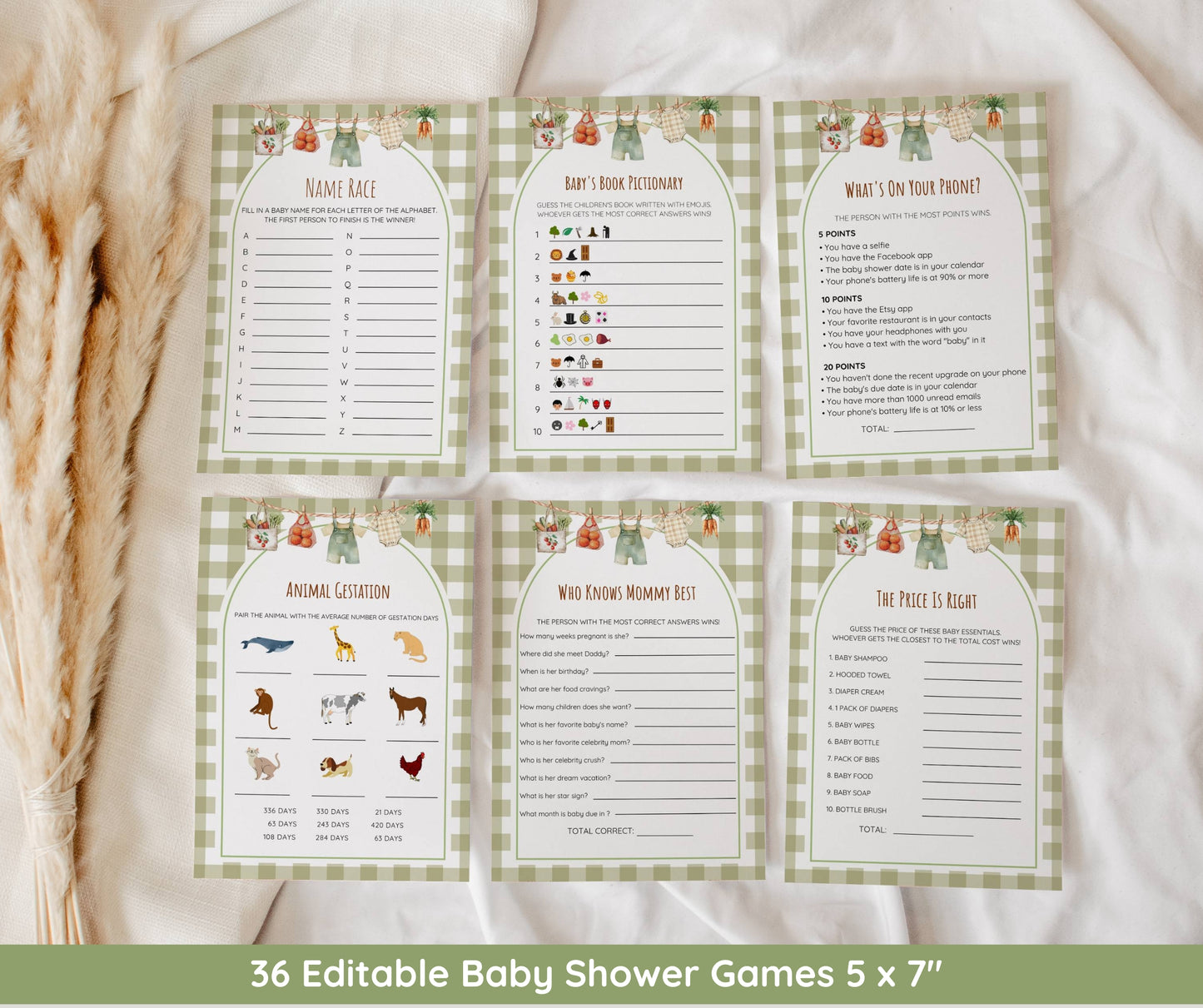 Locally Grown Baby Shower Bundle, Farmers Market Baby Shower Bundle, Locally Grown Baby Shower Invitation & Games, Editable Canva Template