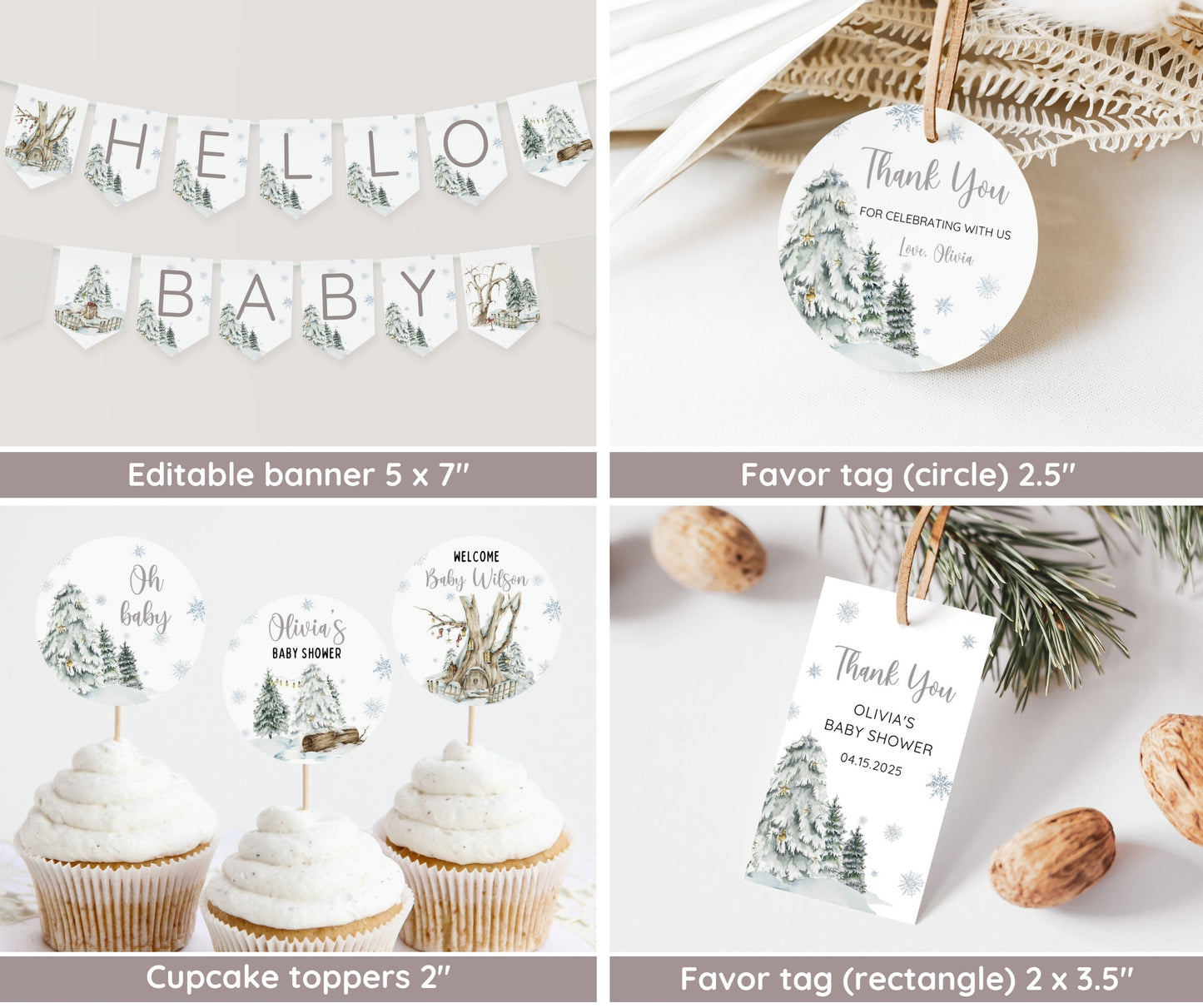 Winter Baby Shower Invitation Bundle, Baby It's Cold Outside, Snowflake Baby Shower Games, Editable Winter Wonderland Template, Canva Invite