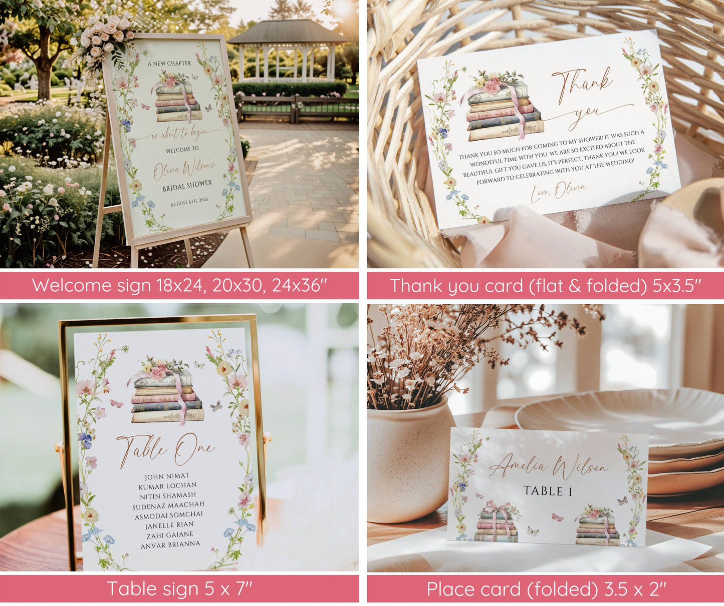 Storybook Bridal Shower Bundle, New Chapter Begins Bridal Shower Invitation & Games Bundle, Editable Canva Template (Digital Download)