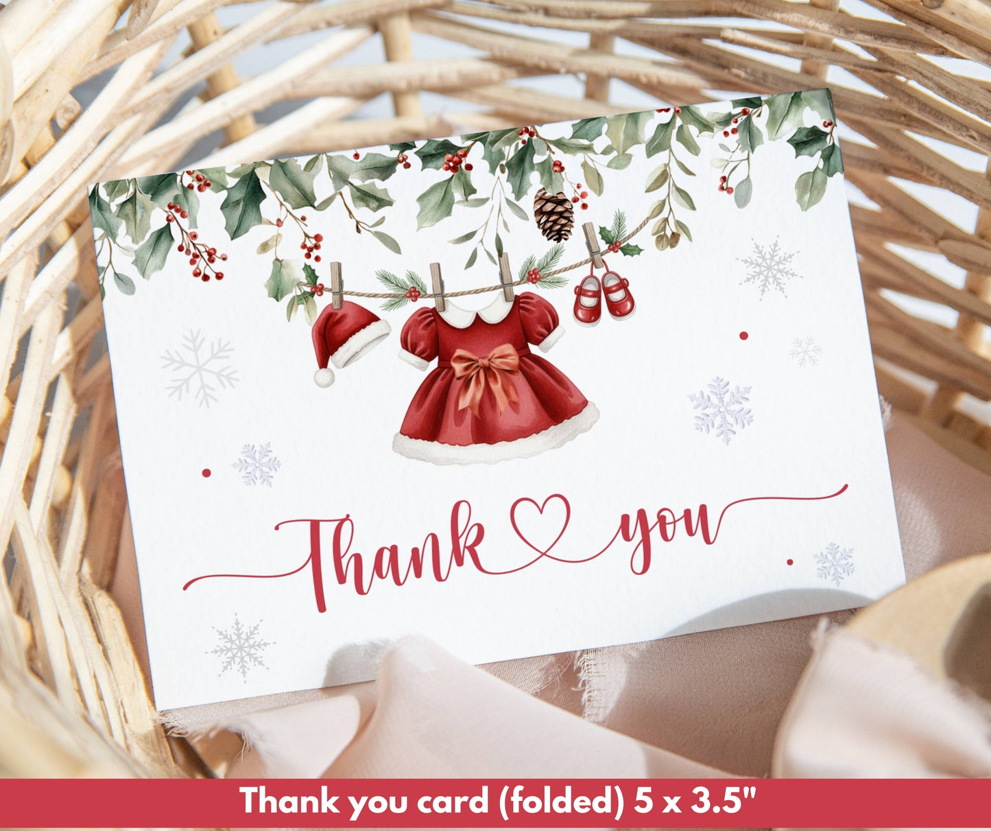 Santa Baby Shower Bundle, Christmas Girl Baby Shower Invitation & Games, Holiday Baby Clothesline, Winter, Merry Little, Editable Template