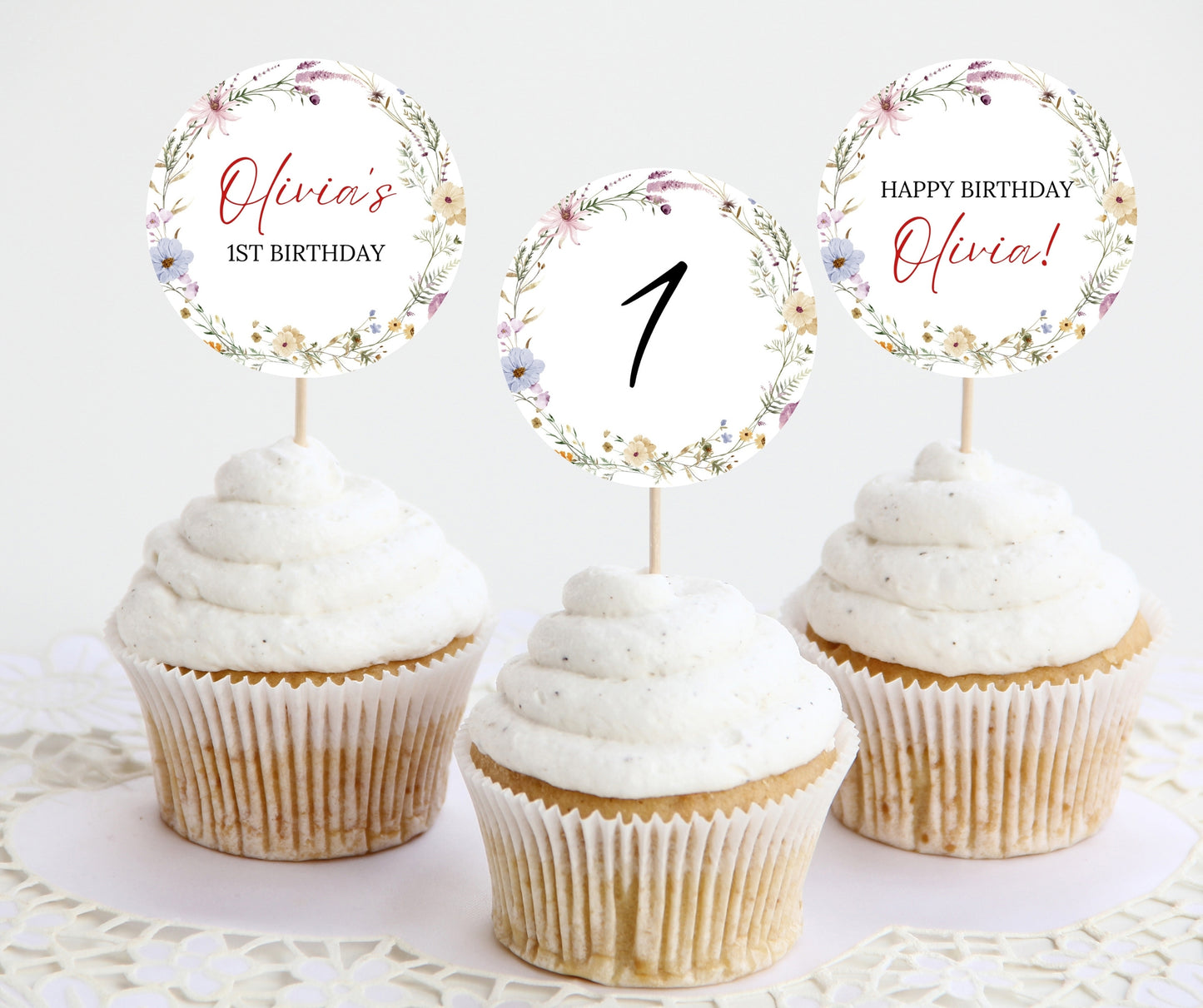 Wildflower Birthday Invitation Bundle, Wildflower First Birthday Invitation, Girl 1st Birthday, First Birthday Decorations, Wildflower Boho