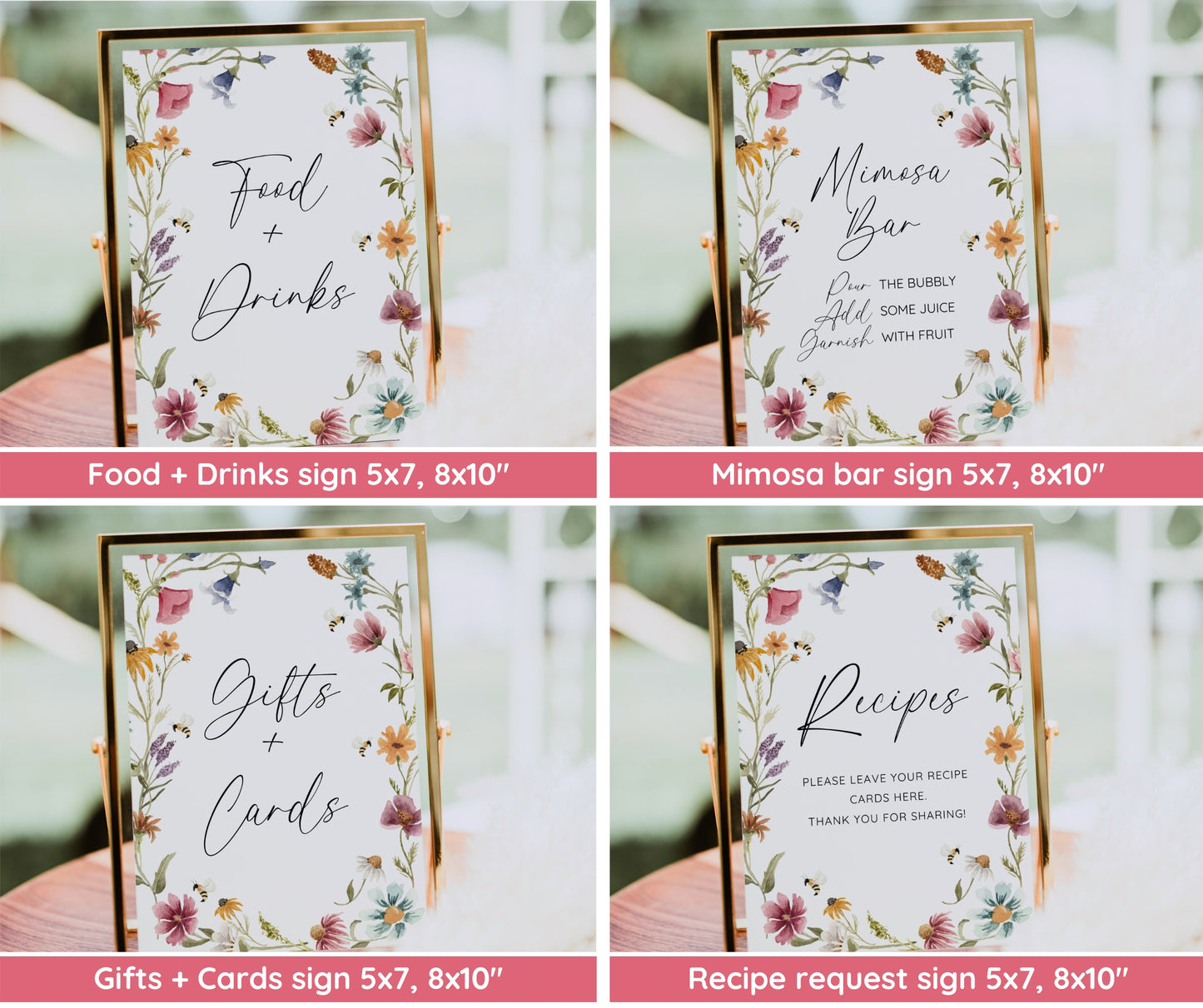 Bride to Bee Bridal Shower Bundle, Wildflower Bee Bridal Shower Invitation & Games Bundle, Summer Bridal Shower, Editable Canva Template