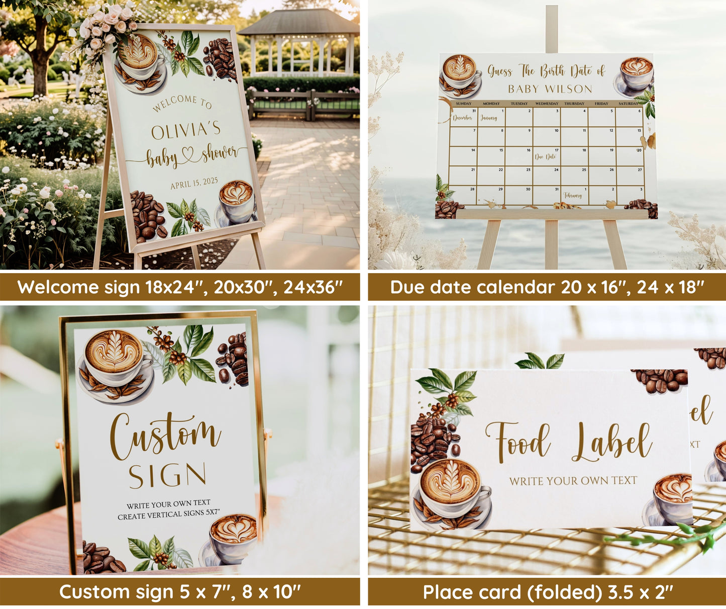 Coffee Baby Shower Invitation Bundle, A Baby is Brewing Baby Shower Invite & Game Bundle, Gender Neutral, Editable Canva Template, Printable