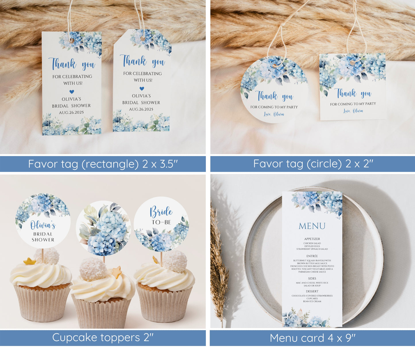 Something Blue Before I Do Bridal Shower Bundle | Blue Hydrangea Wedding Shower Invitation | Editable Bridal Games & Decor | Instant Download