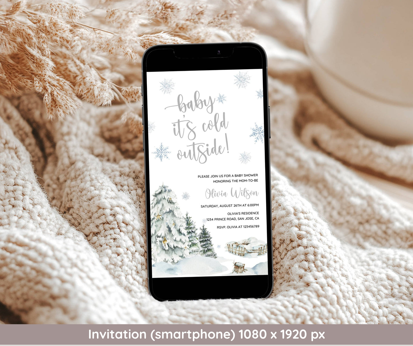 Winter Baby Shower Invitation Bundle, Baby It's Cold Outside, Snowflake Baby Shower Games, Editable Winter Wonderland Template, Canva Invite