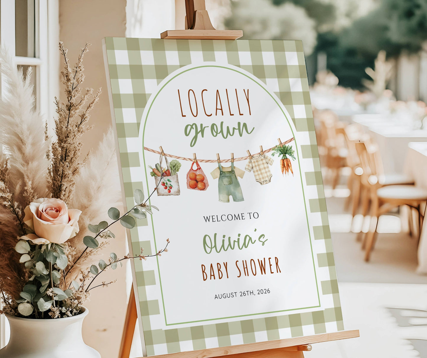 Locally Grown Baby Shower Bundle, Farmers Market Baby Shower Bundle, Locally Grown Baby Shower Invitation & Games, Editable Canva Template