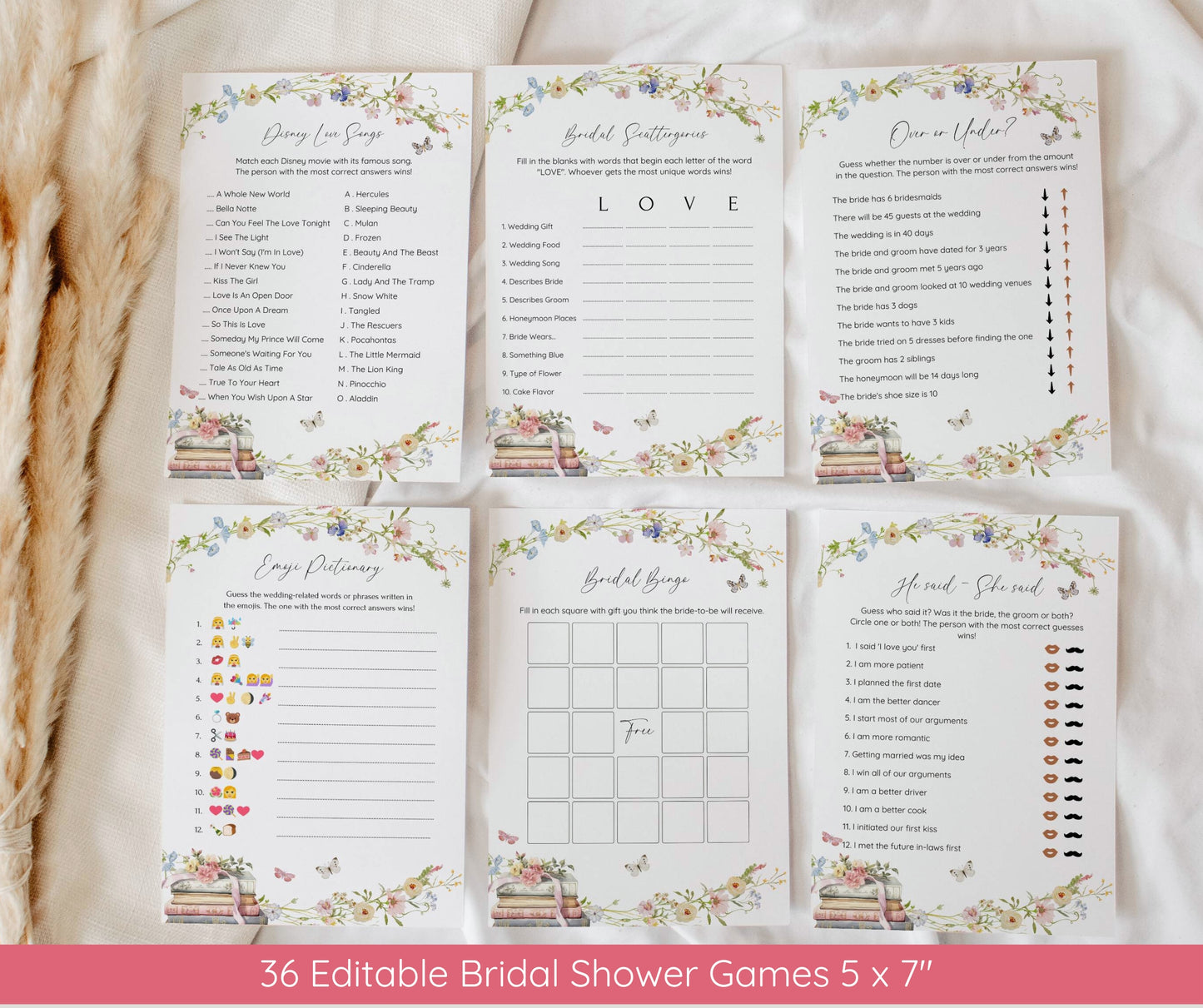 Storybook Bridal Shower Bundle, New Chapter Begins Bridal Shower Invitation & Games Bundle, Editable Canva Template (Digital Download)