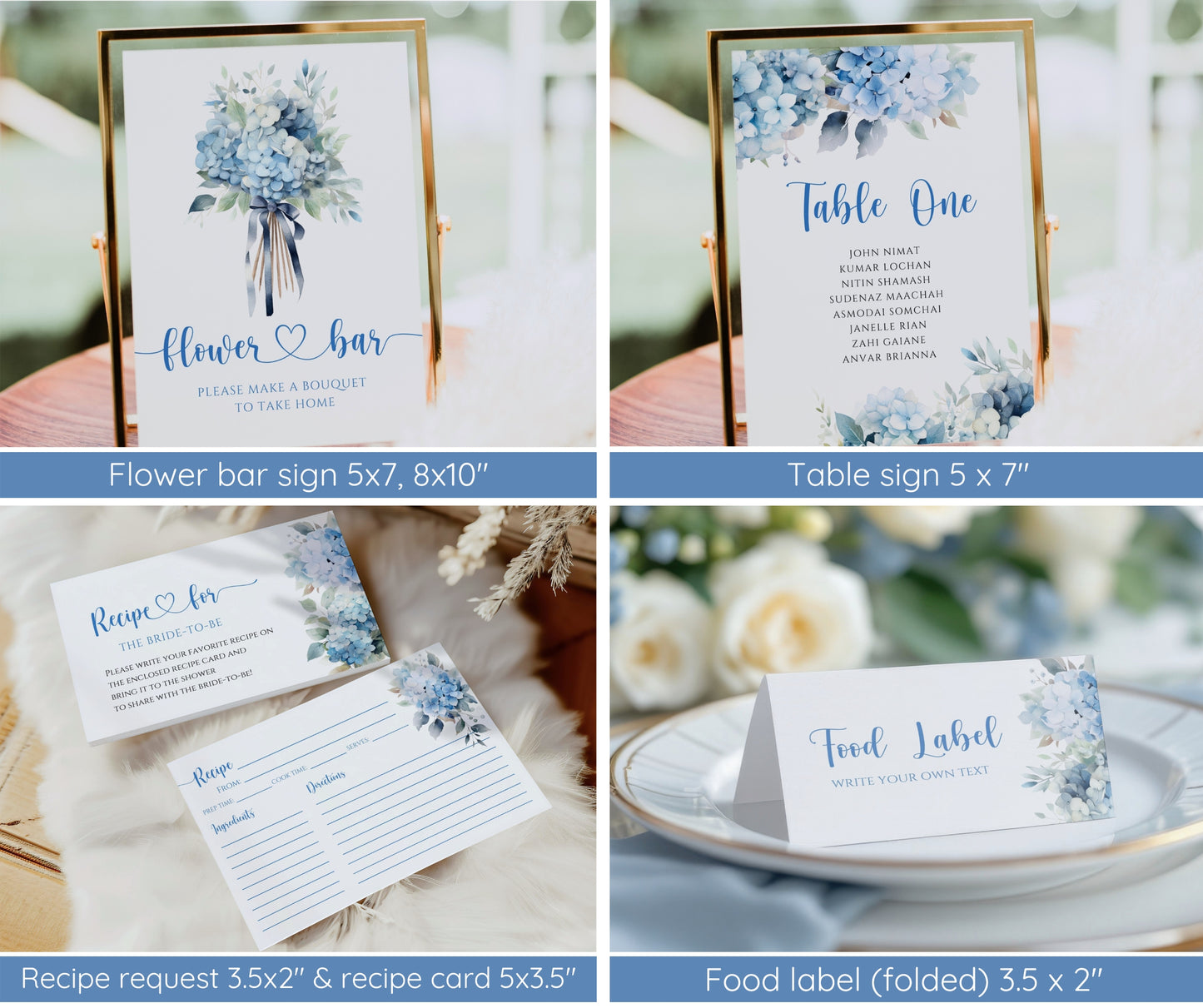 Something Blue Before I Do Bridal Shower Bundle | Blue Hydrangea Wedding Shower Invitation | Editable Bridal Games & Decor | Instant Download