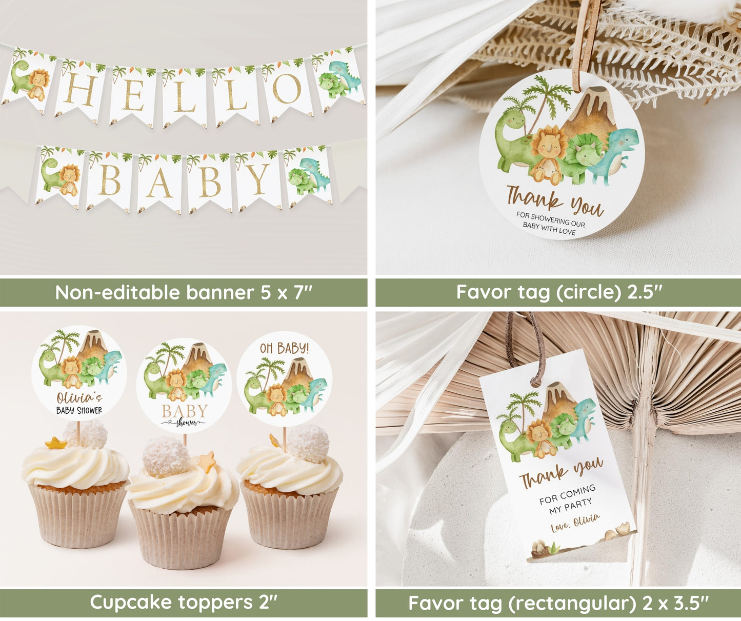 Dinosaur Baby Shower Bundle, Dinosaur Baby Shower Invitation Set, Dinosaur Shower Games, Editable, Instant Download