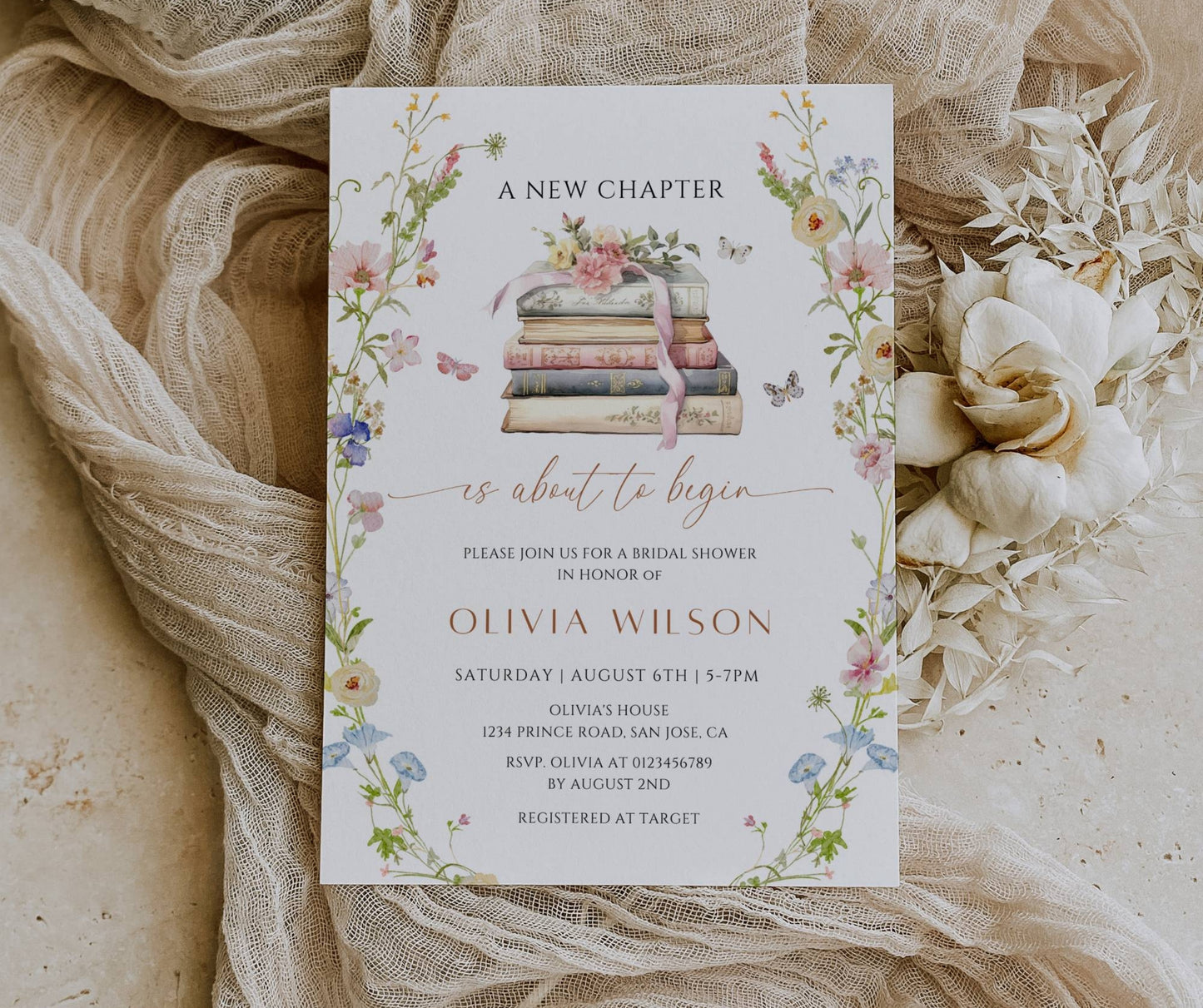 Storybook Bridal Shower Bundle, New Chapter Begins Bridal Shower Invitation & Games Bundle, Editable Canva Template (Digital Download)