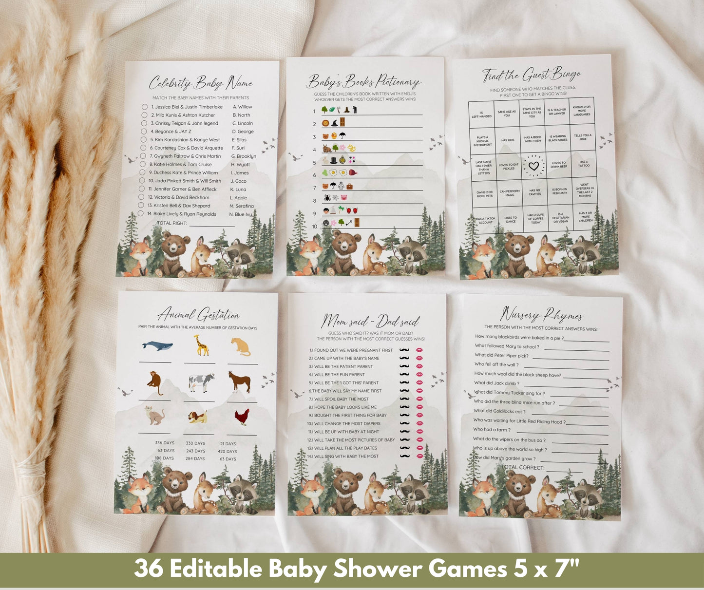 Let the Adventure Begin Baby Shower Invitation Bundle, Adventure Awaits Editable Invitation Suite, Woodland Animals Forest Mountain Editable