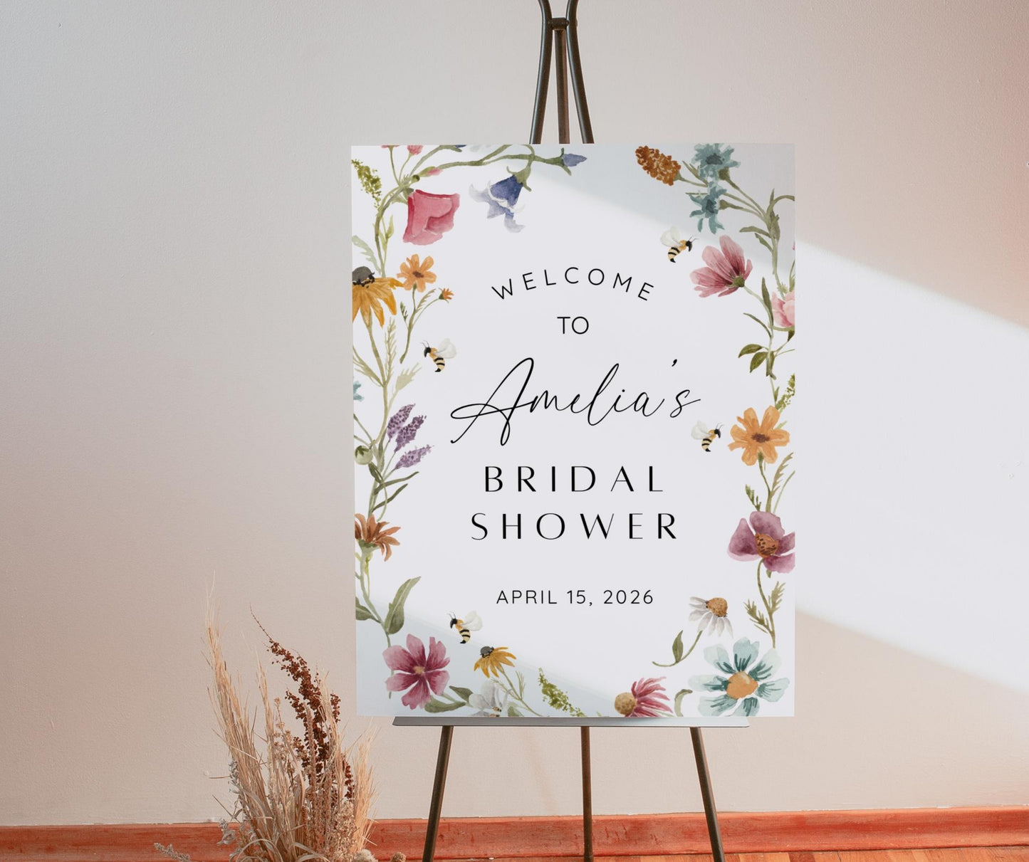 Bride to Bee Bridal Shower Bundle, Wildflower Bee Bridal Shower Invitation & Games Bundle, Summer Bridal Shower, Editable Canva Template