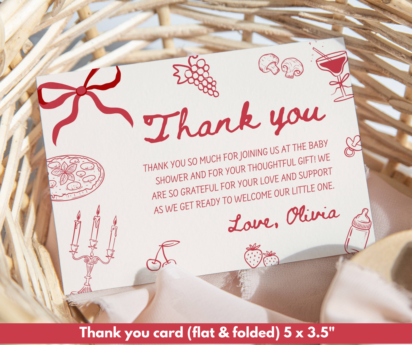 Special Delivery Baby Shower Bundle, Hand Drawn Italian Pizza Baby Shower Invitation & Games, Slice Slice Baby Invite, Editable Template