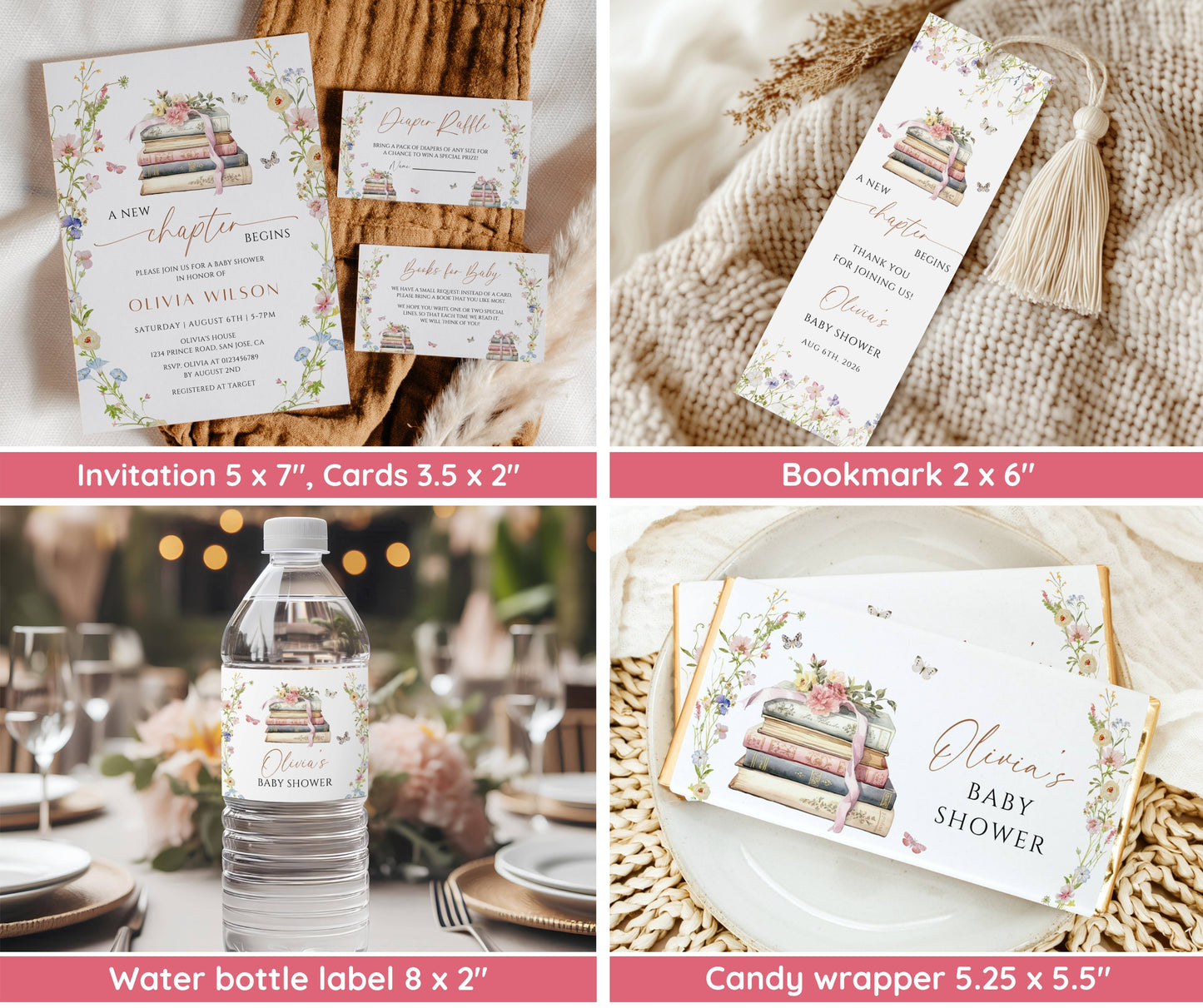 Storybook Baby Shower Bundle, New Chapter Begins Baby Shower Invitation & Games Bundle, Book Themed Baby Shower Decor, Editable Template