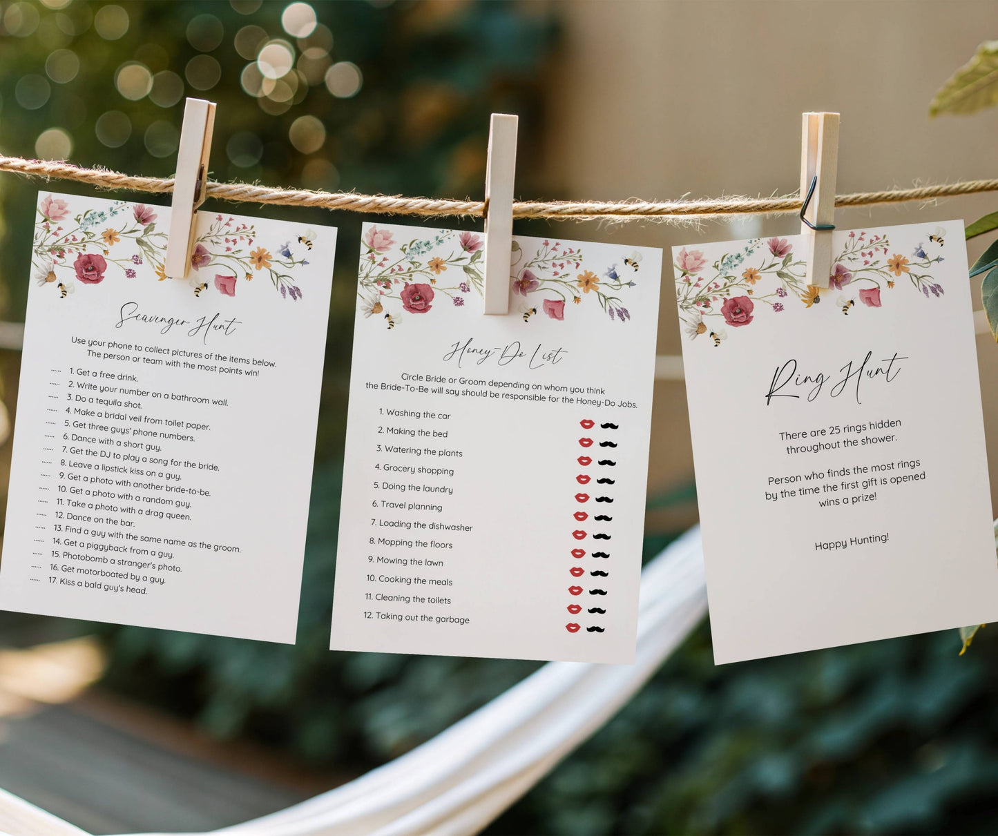 Bride to Bee Bridal Shower Bundle, Wildflower Bee Bridal Shower Invitation & Games Bundle, Summer Bridal Shower, Editable Canva Template