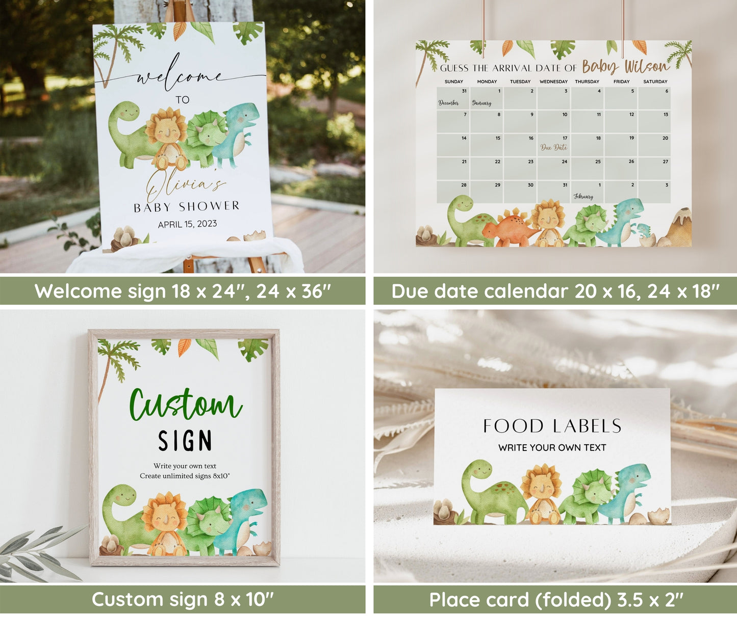 Dinosaur Baby Shower Bundle, Dinosaur Baby Shower Invitation Set, Dinosaur Shower Games, Editable, Instant Download