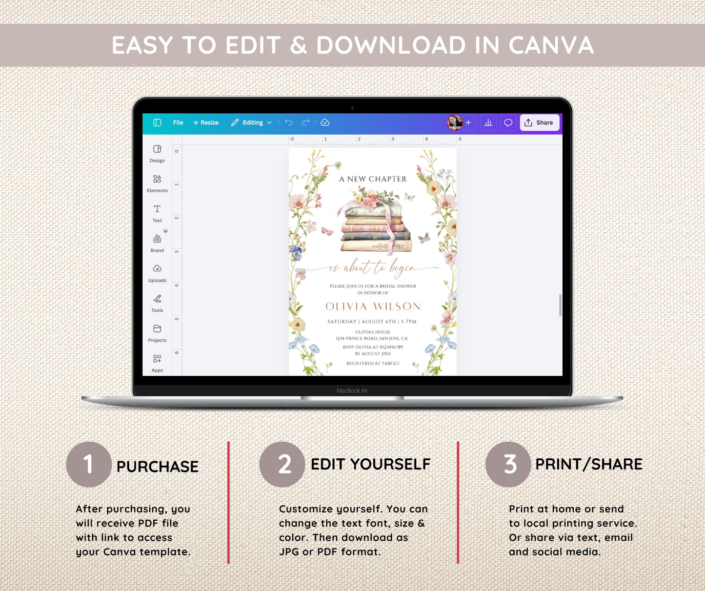 Storybook Bridal Shower Bundle, New Chapter Begins Bridal Shower Invitation & Games Bundle, Editable Canva Template (Digital Download)