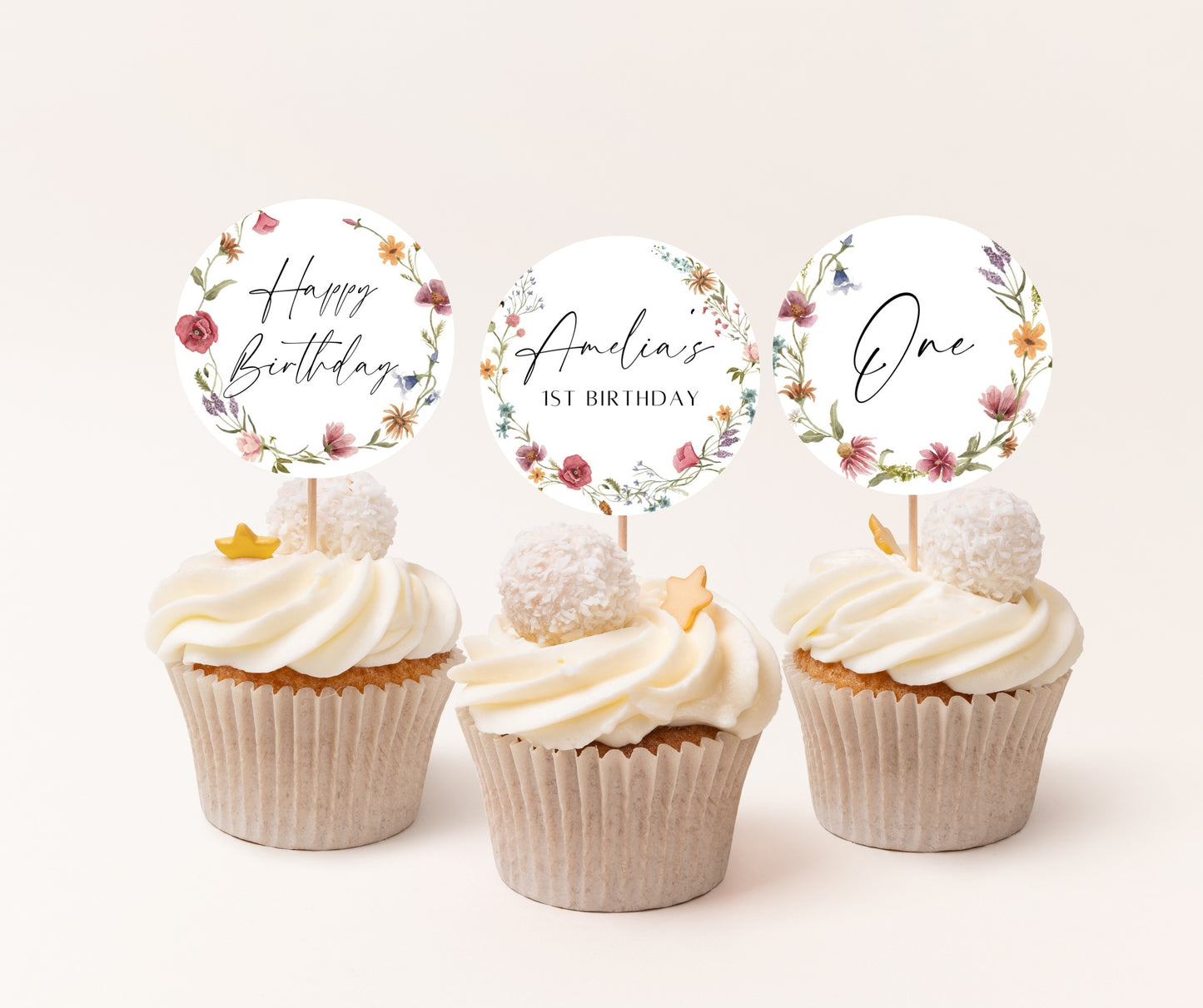 Wildflower Birthday Invitation Bundle, Little Wildflower First Birthday Invite Set, Girl 1st Birthday, First Birthday Decorations, Editable