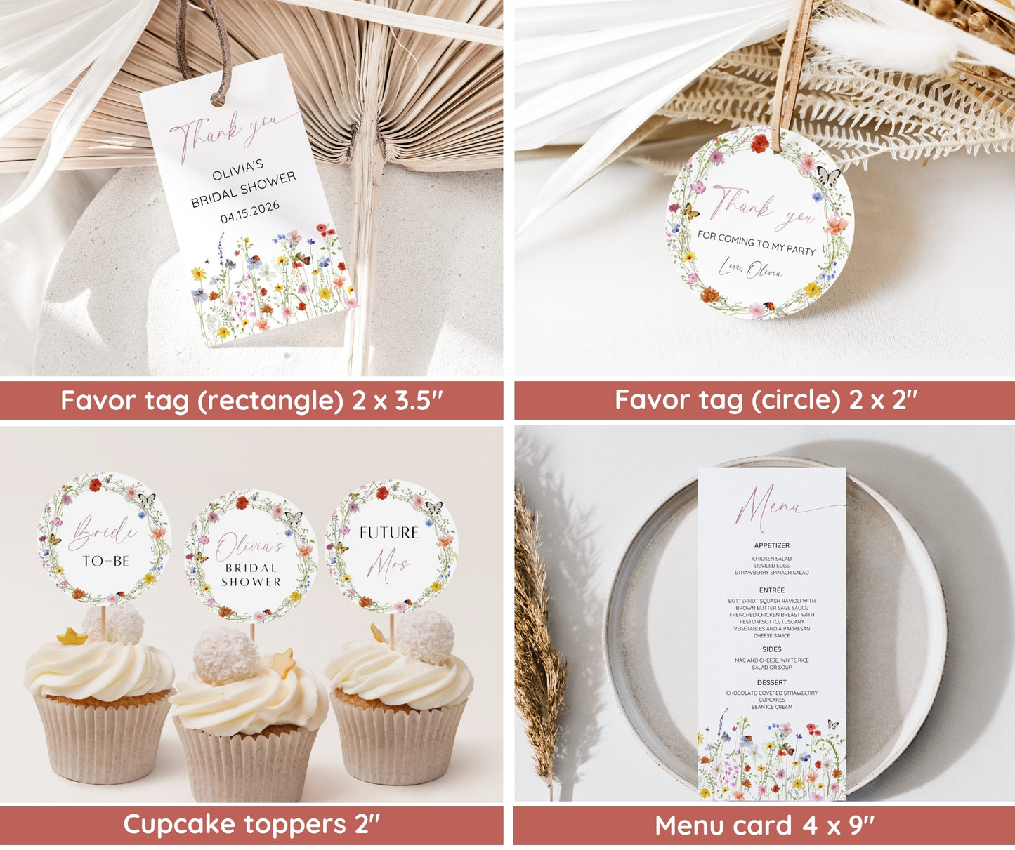 Love in Bloom Bridal Shower Invitation Bundle, Colorful Wildflower Wedding Shower Invite Template, Bridal Games Signs & Decor, Editable