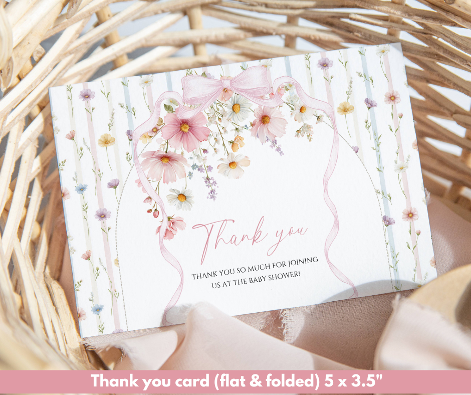 Wildflower Baby Shower Bundle, A Little Wildflower Is On The Way Invitation & Games, Floral Baby Sprinkle, Editable Canva Template Download