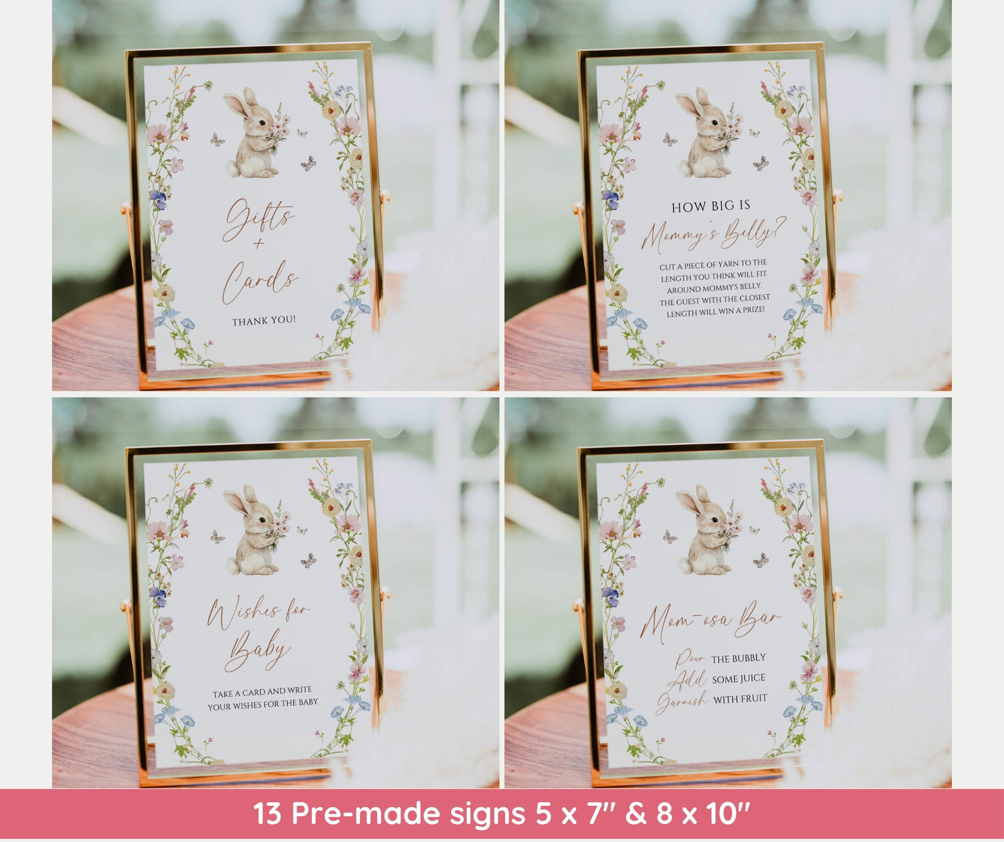 Some Bunny Baby Shower Bundle, Bunny Baby Shower Invitation Bundle, Rabbit Baby Shower Invite, Games, Welcome Sign, Decor, Editable Template