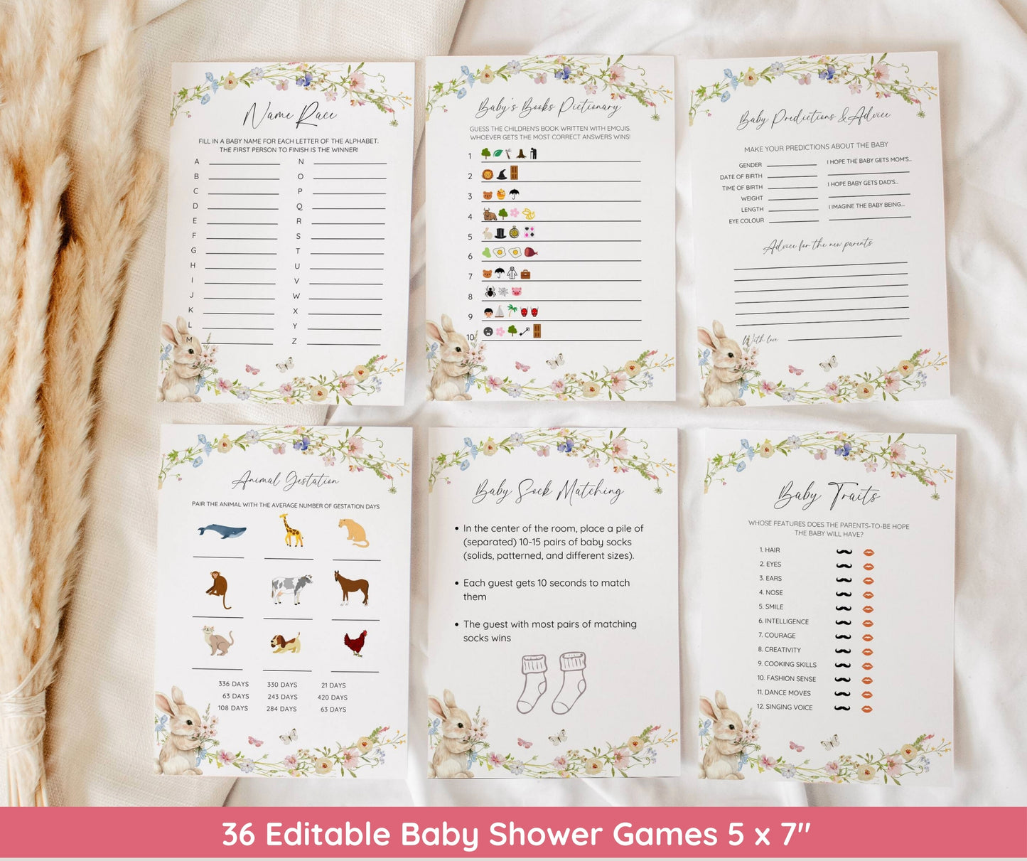 Some Bunny Baby Shower Bundle, Bunny Baby Shower Invitation Bundle, Rabbit Baby Shower Invite, Games, Welcome Sign, Decor, Editable Template