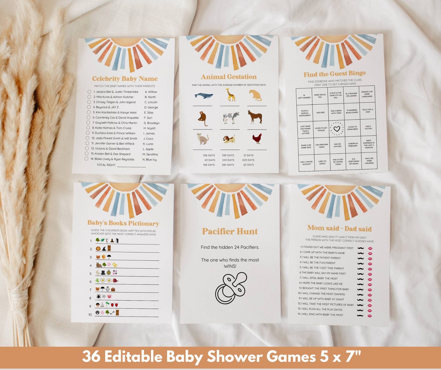 Sunshine Baby Shower Bundle – Here Comes the Son Boy Invitation & Games | Summer Baby Shower, Editable Template, Instant Download