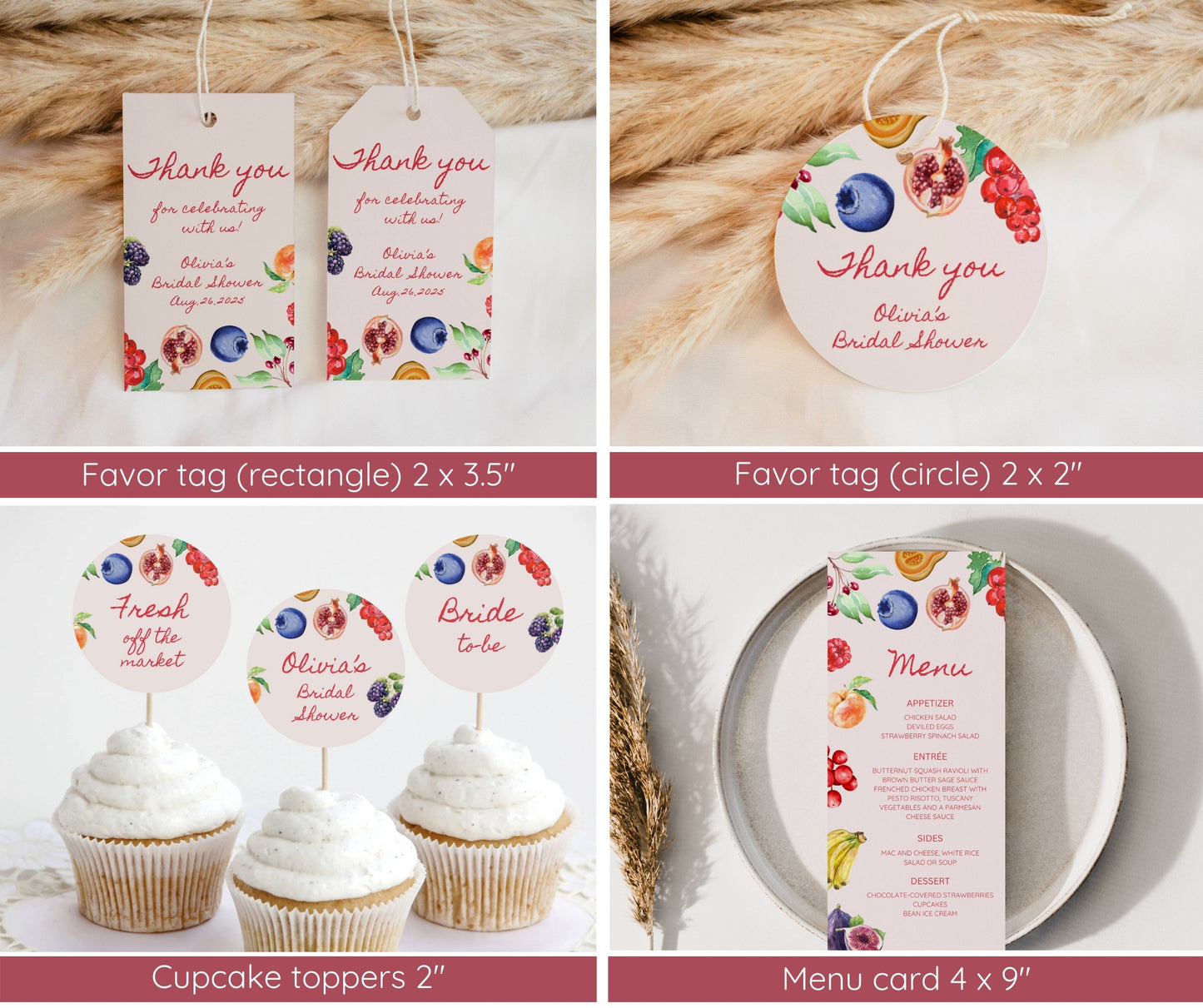 Fresh Off The Market Bridal Invitation Bundle, Farmer's Market Bridal Shower Invite Set, She's Off The Market, Editable Templates, Canva