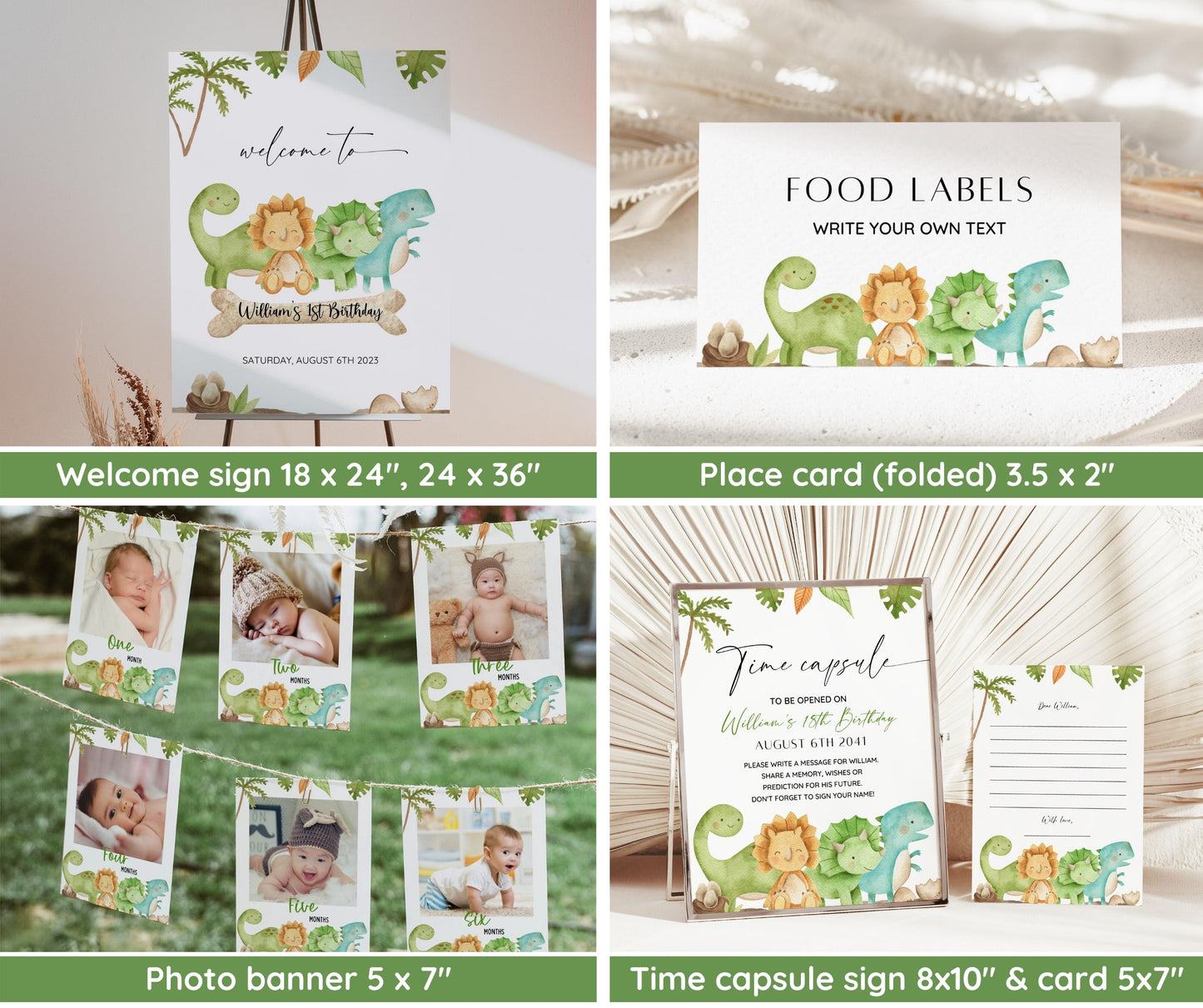 Dinosaur 1st Birthday Bundle, Dino First Birthday Party, Dinosaur Birthday Bundle, Trex Birthday Invite, One Birthday Invite, Birthday Boy