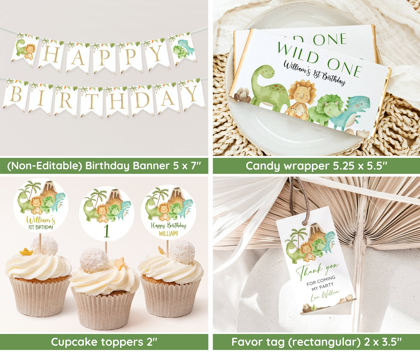 Dinosaur 1st Birthday Bundle, Dino First Birthday Party, Dinosaur Birthday Bundle, Trex Birthday Invite, One Birthday Invite, Birthday Boy