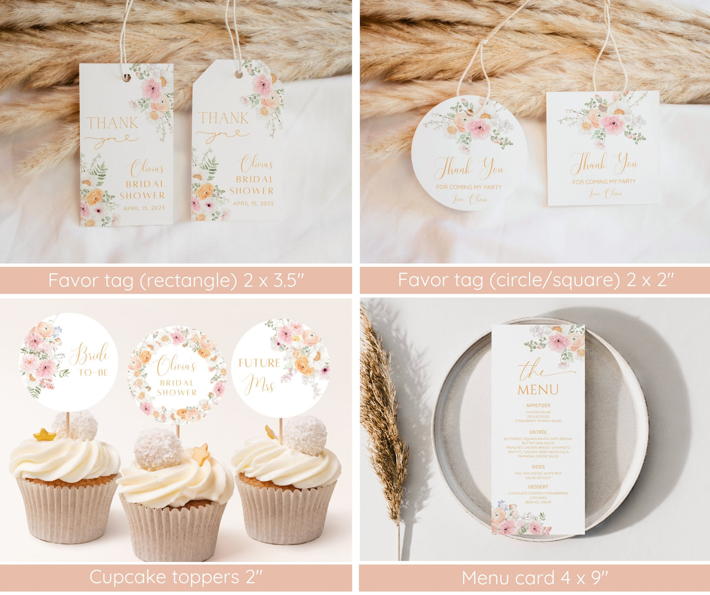 Pink Floral Bridal Shower Invitation Bundle | Love In Bloom Bridal Shower Invite Template | Games Bundle, Welcome Sign | Editable Canva Template | Instant Download